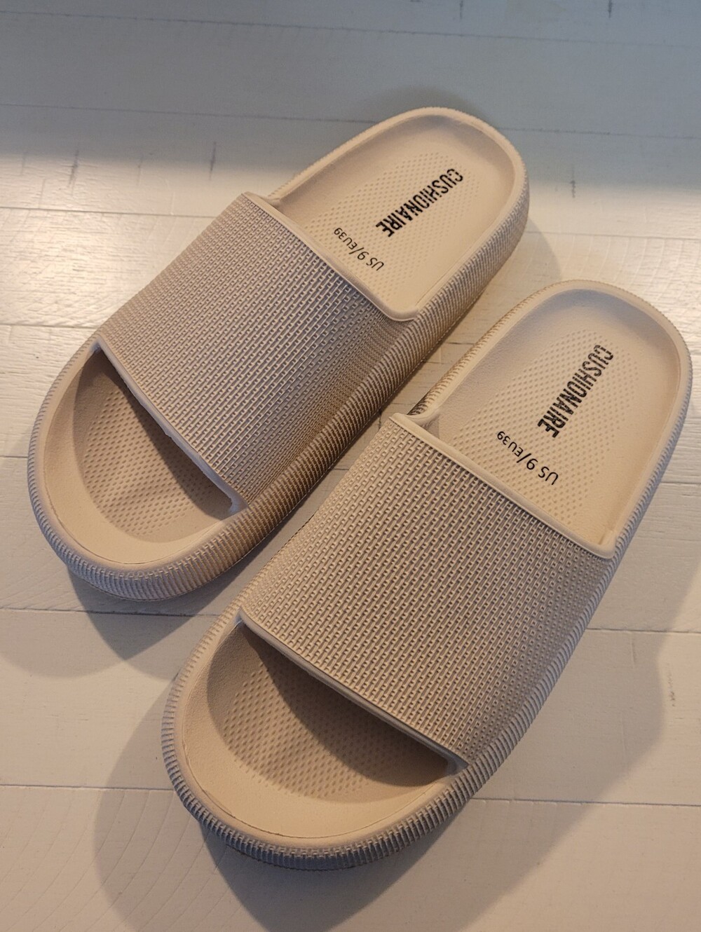 CUSHIONAIRE Women's Nude Light Beige Slide Sandals